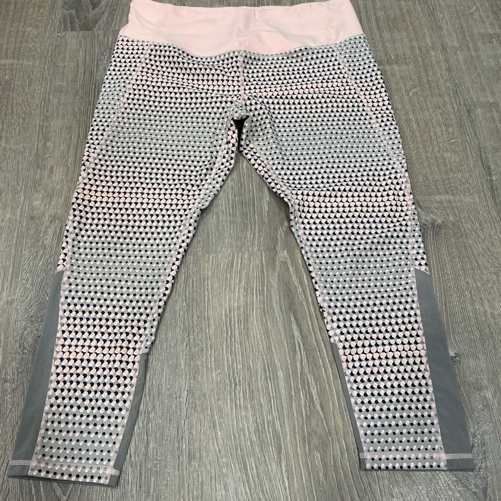 Crane Leggings Large Pink Grey Capris